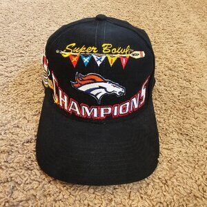 Vtg Super Bowl Champions XXXII Hat Denver Broncos Snapback Baseball Cap Trucker